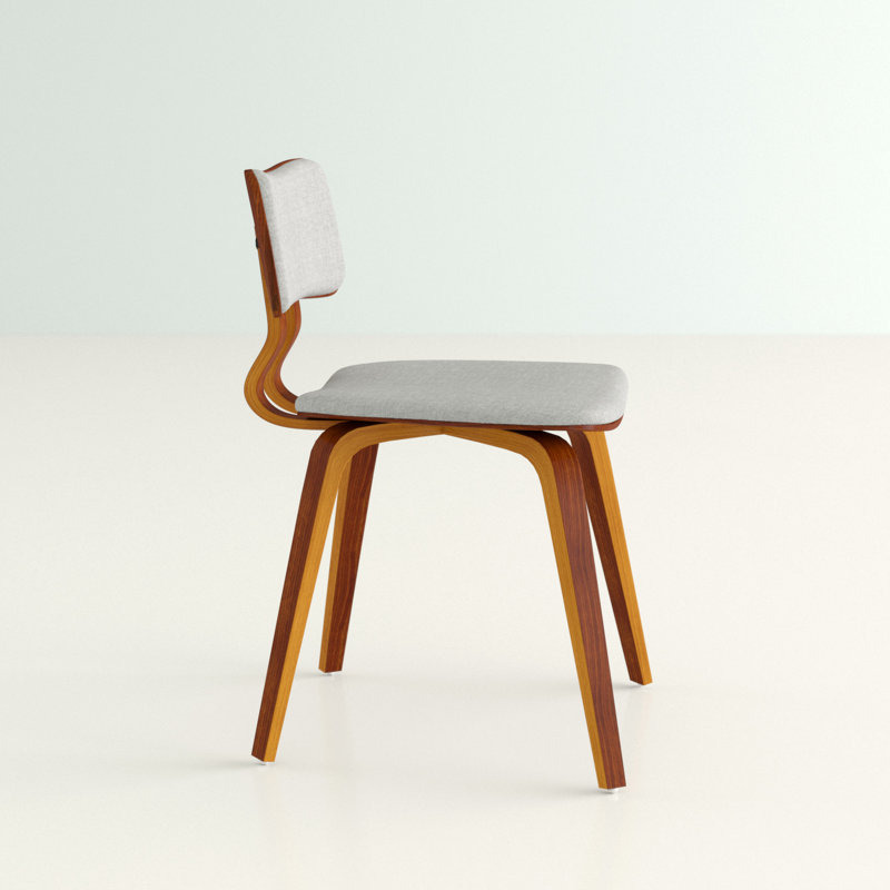 Decklen Mid-century Armless Dining Chair in Polyester Upholstery, Gray Tweed, Walnut