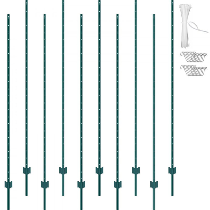 Paquet de 10 poteaux de clôture T-Post, H 83,98 po x l 0,59 po x P 3,41 po