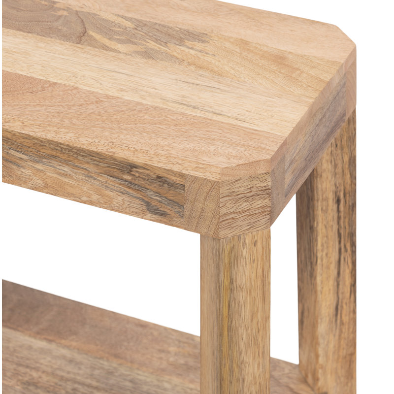 Ardentown Solid Wood Side Table with Storage, Tan