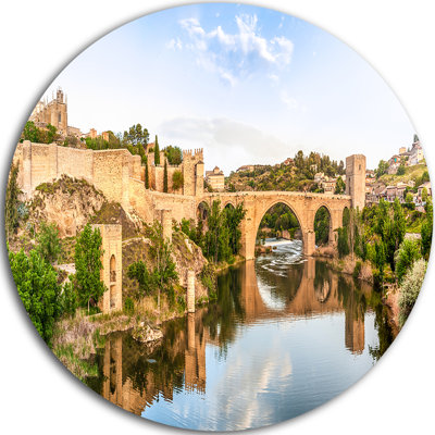 Toledo Bridge In Spain Landscape - Unframed Photograph on Metal
