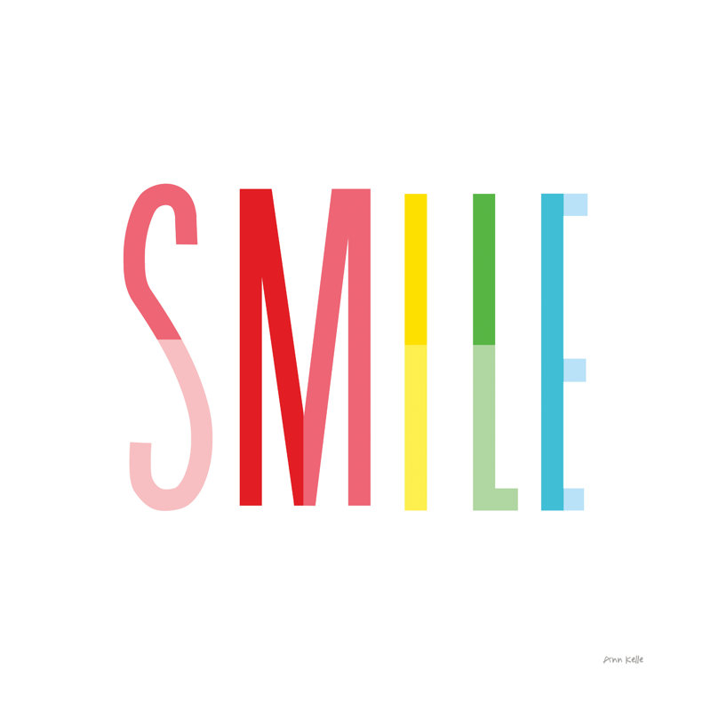 «Smile» par Ann Kelle, reproduction sur toile tendue, H 30 po x l 30 po, Oui, Cadre simple érable érable