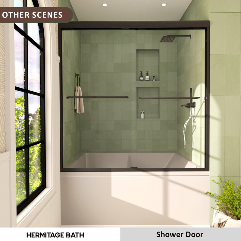 Nepti Matte Black Semi-Frameless Sliding Shower Door with Clear Glass