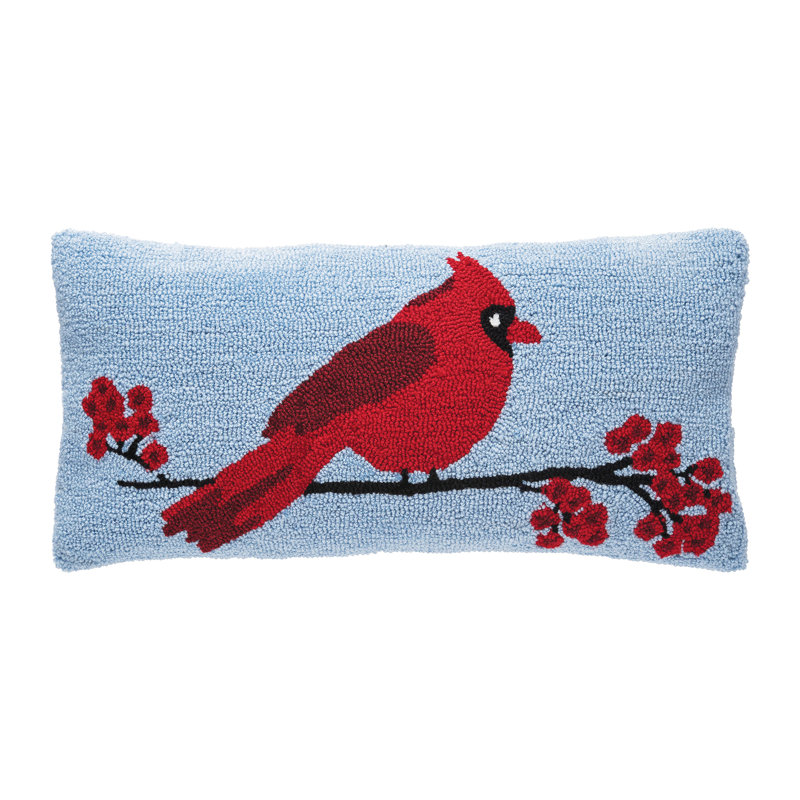 Crimson Cardinal and Berry Branch Lumbar Pillow