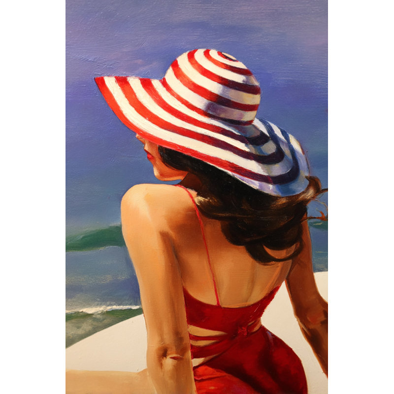 Toile rayée rayée sur toile Beach Glow, H 24 po x l 16 po x P 1,5 po