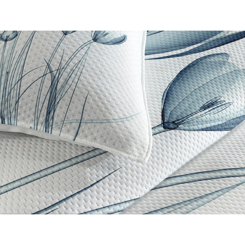 Eclectic Floral Coverlet, Queen Bedspread + 2 Shams