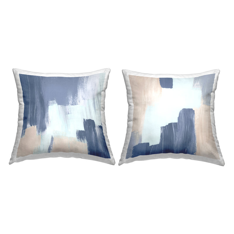 Ensemble de coussins décoratifs imprimés 2 pièces Expressive Blue & Beige par Lucille Price