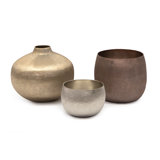 Set Of Three Mink Medley Artisan Vases