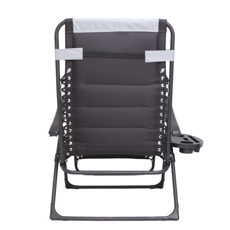 Altera Premium XL Oversized Padded Zero Gravity Chair Lounger w/Headrest, Cup Holder, Side Tray, Gray
