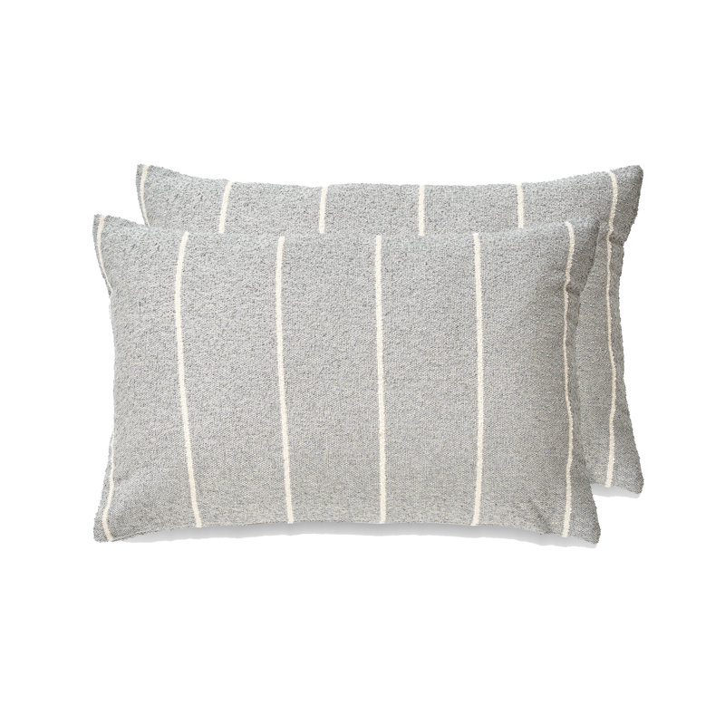 Coussin French Stripe avec insert - ensemble de 2, Polyester, Gris