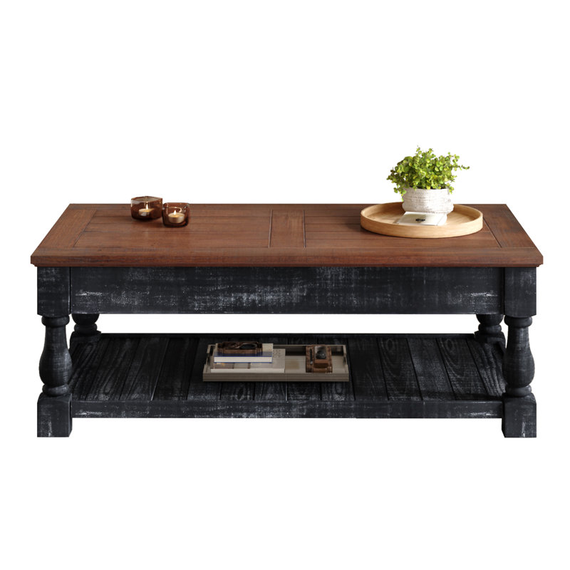 Table basse à plateau relevable rétro avec rangement pour le salon