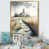 Toile avec cadre flottant or
