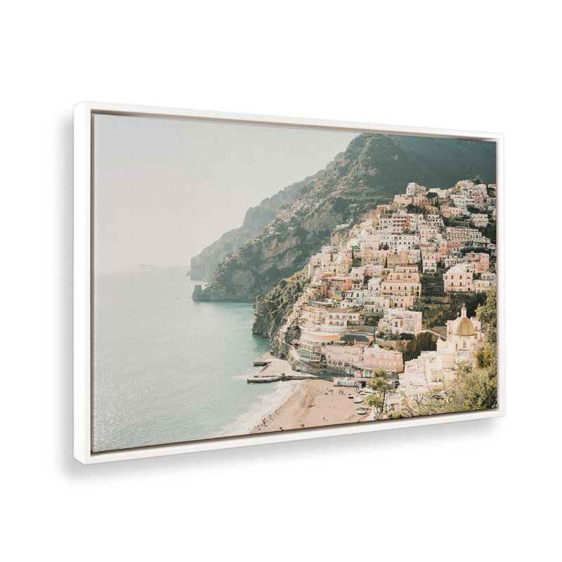 Impression sur toile tendue Seaside Sanctuary, Cadre flottant blanc opaque, H 12,75 po x l 18,75 po x P 1,75 po