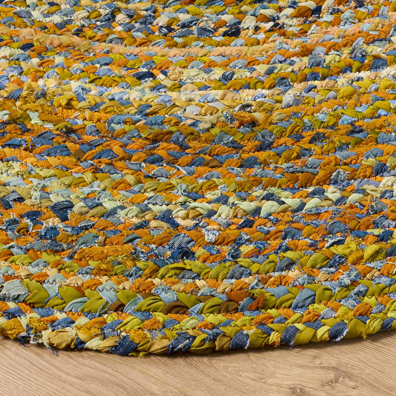 Braided Hand Woven Cotton Solid Color Indoor Rug, Round 6'