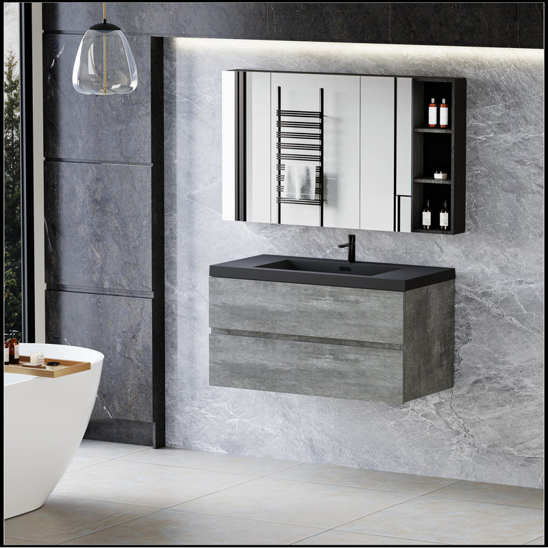 Meuble-lavabo mural flottant avec lavabo, meuble-lavabo mural moderne