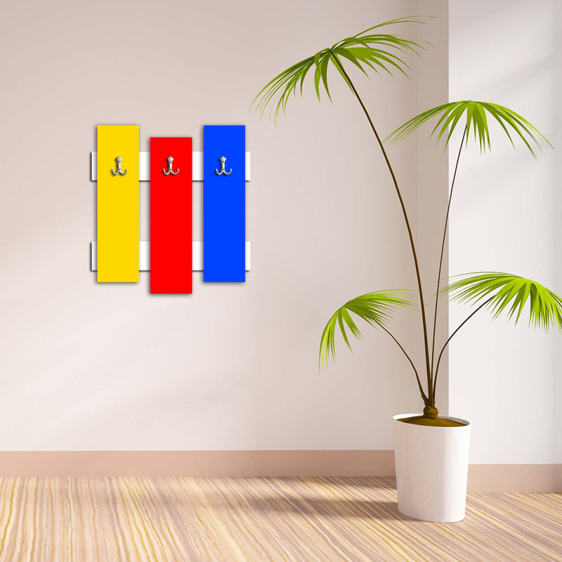 Portemanteaux mural Ilasha, Jaune/rouge/bleu