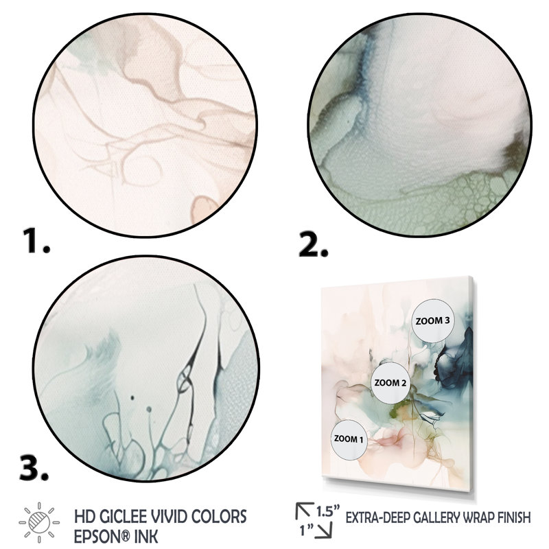 «Green and Cream Essence Of Modernity IV», reproductions de toiles abstraites en marbre, L 34 po x H 44 po
