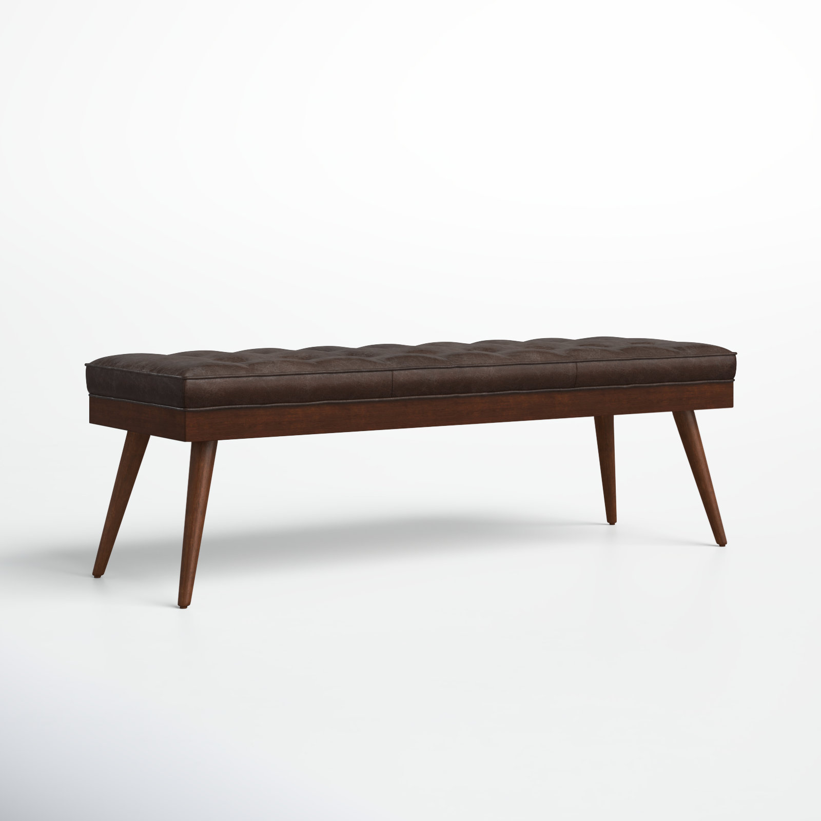 Luca Full-Grain Italian Genuine Leather Bench, Madagascar Cocoa