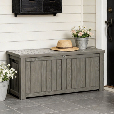 120-Gallon Resin Deck Box – Lockable, Waterproof Outdoor Storage