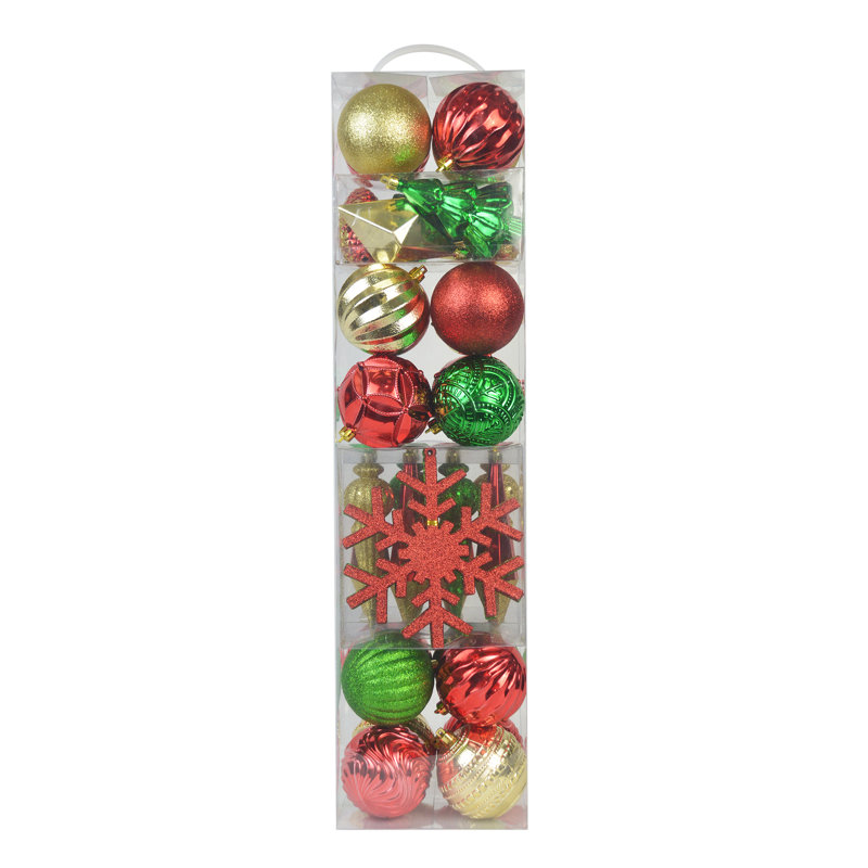 Ensemble d'ornement boule 40 pièces, Rouge / Or / Vert