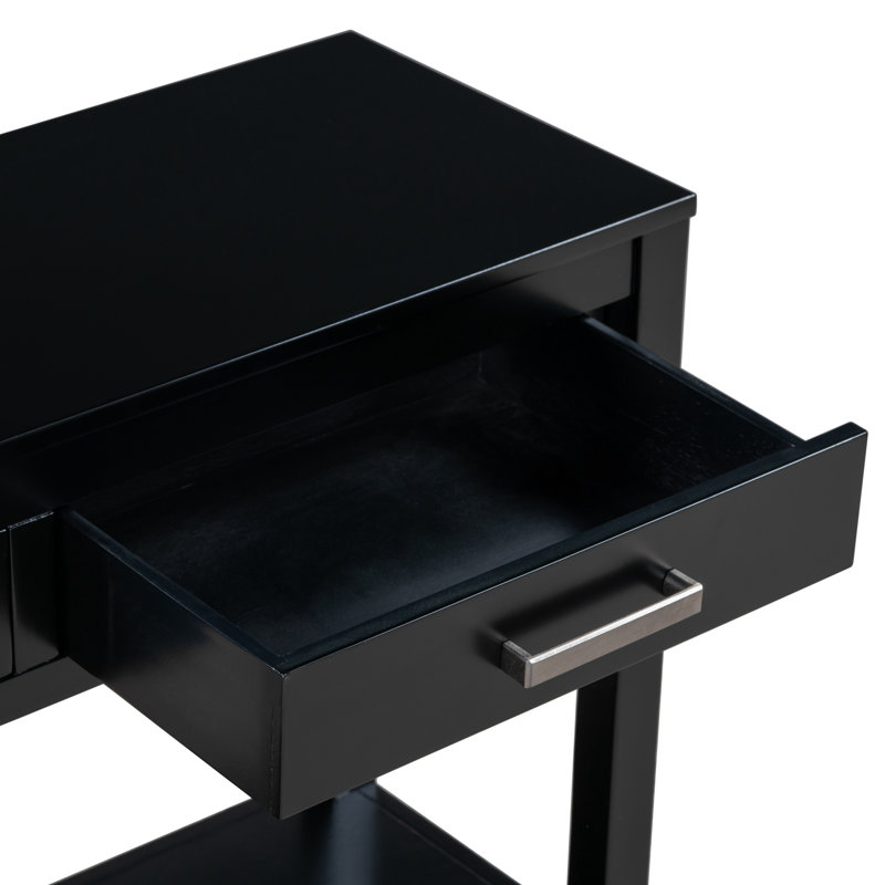 Contemporary 3-Drawer Console Table With 1 Shelf, Entrance Table For Entryway, Hallway, Living Room, Foyer, Corridor, Black