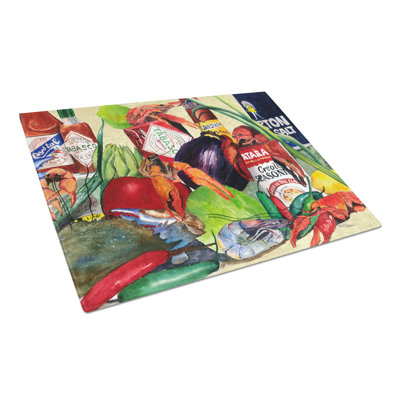 Caroline's Treasures Crawfish Glass Cutting Board
