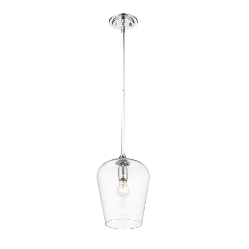Luminaire suspendu en verre Dahlya, H 11 po x l 9 po x P 9 po, Chrome chrome