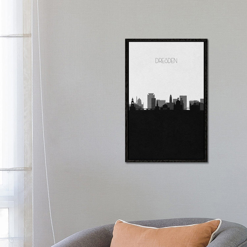 Dresden, Germany City Skyline by Ayse Deniz Akerman - Print on Canvas, Black Framed Canvas, 152.5 cm H x 101.5 cm W