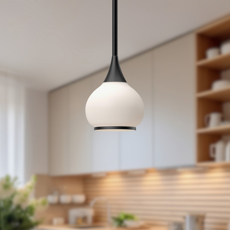 Nieve 1 - Light Teardrop Pendant, Matte Black, Opal