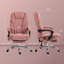 Chaise de bureau de massage inclinable chauffante avec hauteur réglable et repose-pieds, rose-1120014924