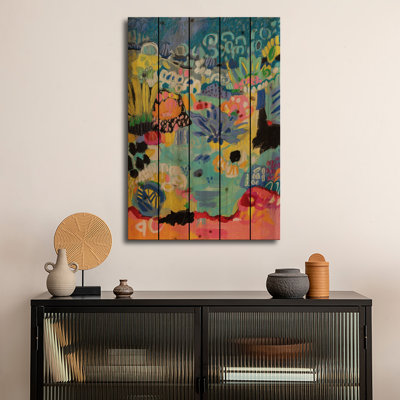 Impression d'art mural en bois - Étang fantaisiste III par Karen Fields