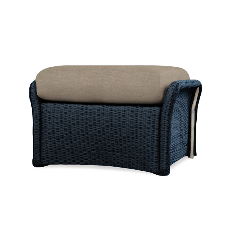 Weekend Retreat Outdoor Ottoman, Sailcloth Salt, Ebony