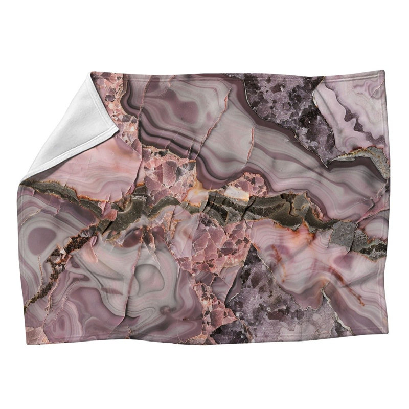Jeté en molleton Rose Tones - Jets de marbre pour canapés ou lits, L 50 po x L 60 po