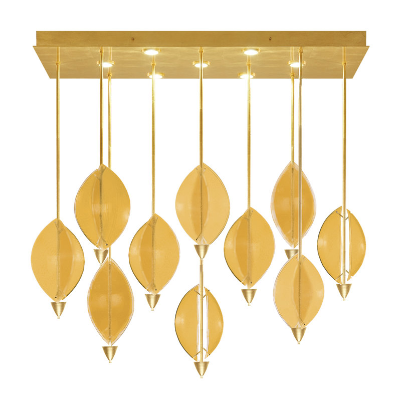 Luminaire suspendu l 59 po Embark, Feuille d'or standard, Ambre