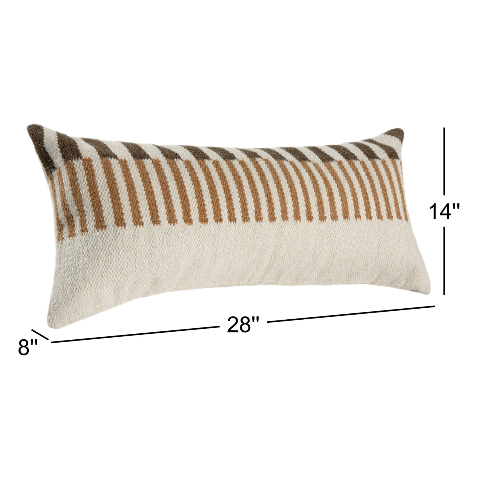 Atelier Contemporary Geometric Hand-Woven Throw Pillow, Rectangular 14"H x 28"W, Pillow Cover Only - No Insert, Brown/Orange