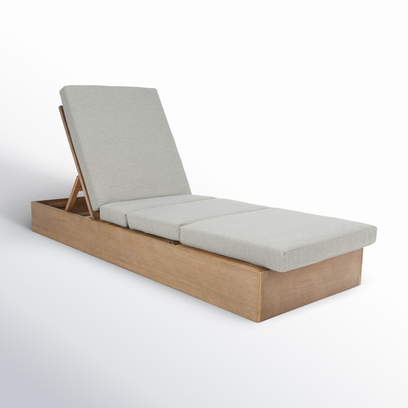 Fatima Wood chaise lounge chair, Gray