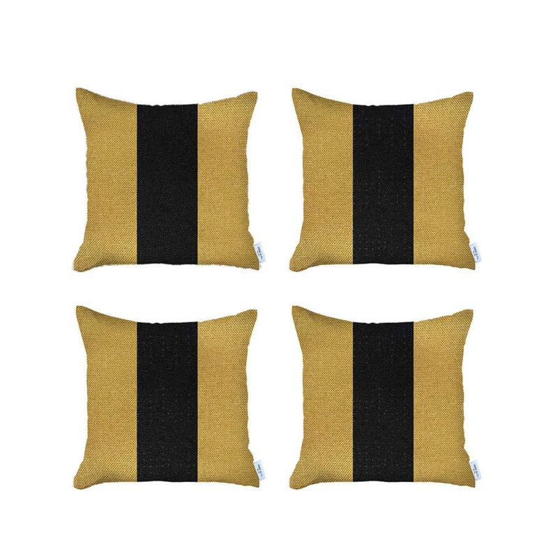 (Ensemble de quatre) Housses de coussin décoratif, Jaune / noir