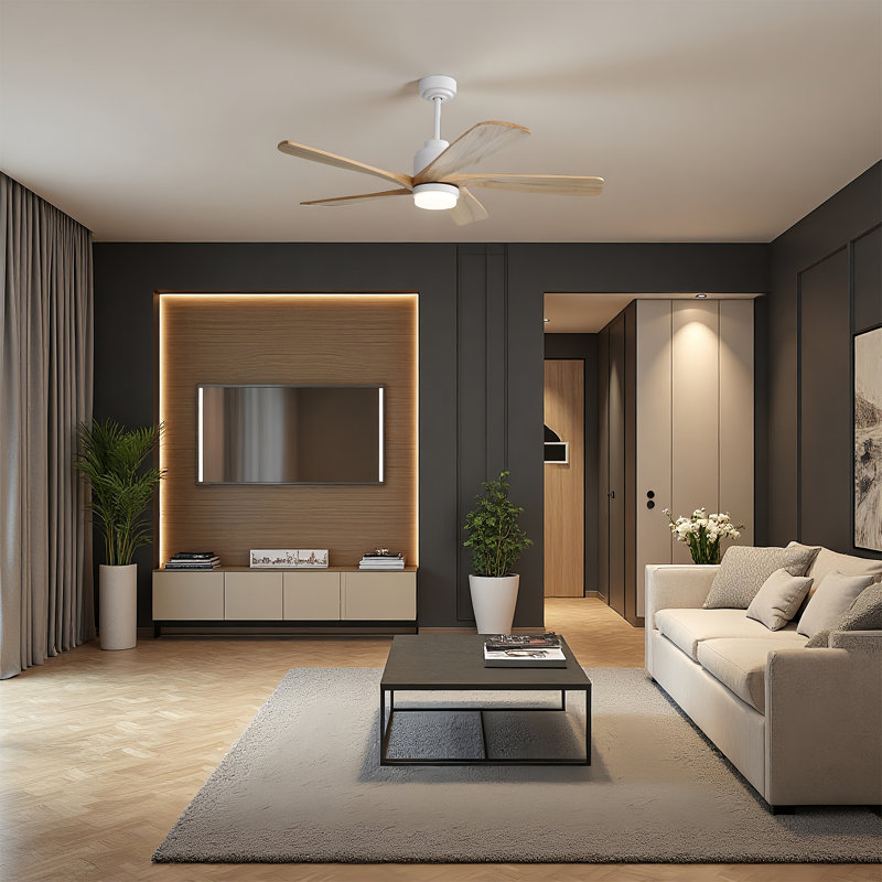 Ventilateur de plafond à profil bas de 52 po avec lumière à intensité variable, flux d'air réversible et télécommande Whisperpetal