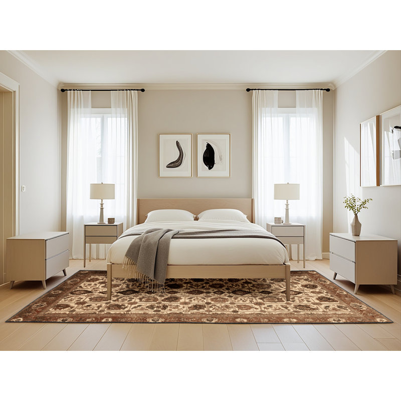 Tapis brun lavable à la machine, Rectangle de 5 pi x 8 pi