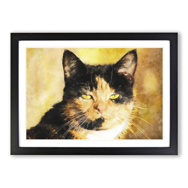 Portrait of a Cat Vol.3 - Picture Frame Painting, 48cm H x 65cm W x 2cm D, Black Framed