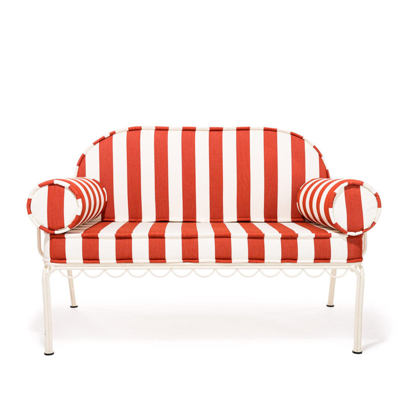 Love Seat Slip Cover Set, Red/White Striped Acrylic