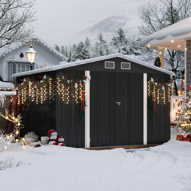 10*8FT Outdoor Storage Shed with Updated Frame Structure for Patio Garden Lawn, Gray