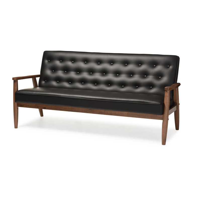 Gatsas 3 Seater Faux Leather Sofa, Black