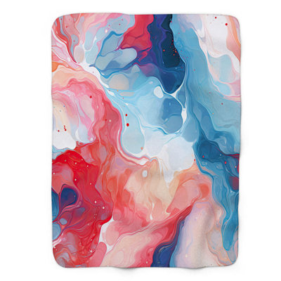 Polychrome Marble - 1 Piece Premium Sherpa Blanket Throw Blanket