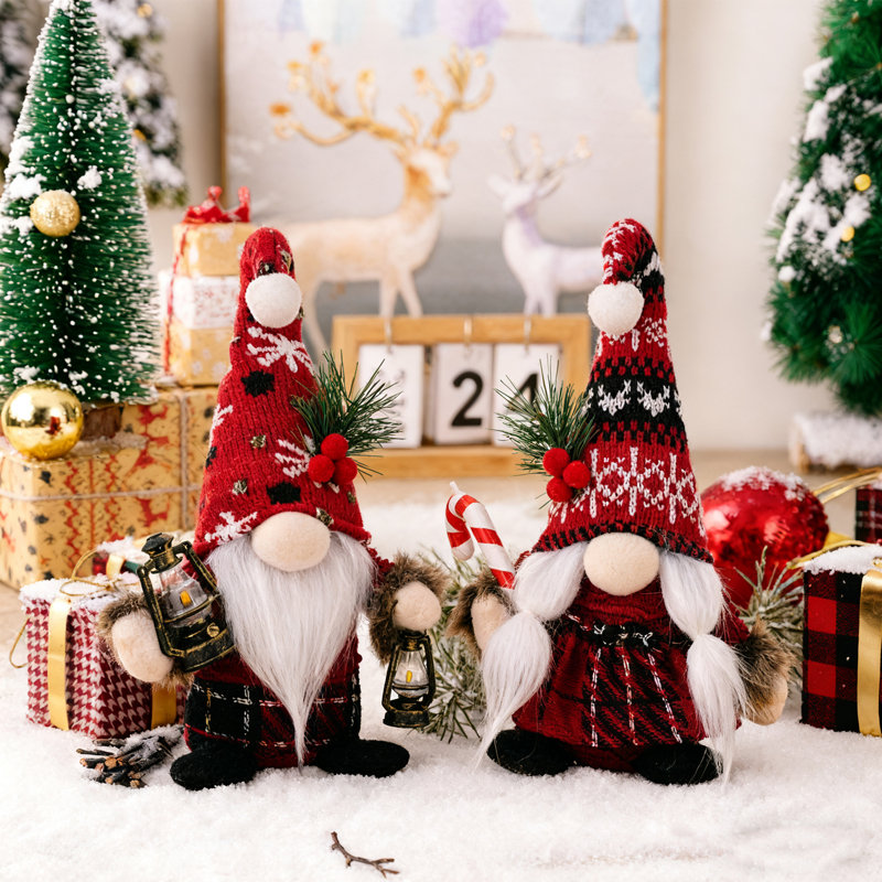 2 pièces de poupées de Noël, chapeau tricoté à la main, poupées naines, styles pour hommes et femmes, décoration intérieure, cadeaux de Noël