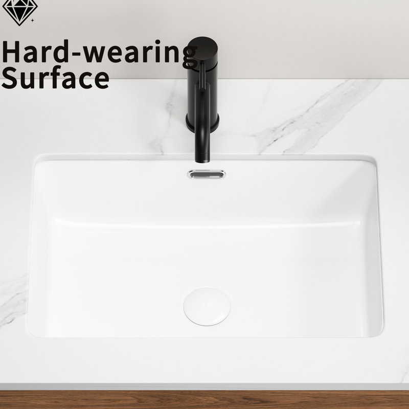 Rectangular Undermount Bathroom Sink, 15 - Inch Wide, 22 Long, White High Fired, Acid , Stain Proof, Contemporary And Minimalist Vanity Setup *15 Inch Quality Ceramic, Low Water Absorption, Smooth