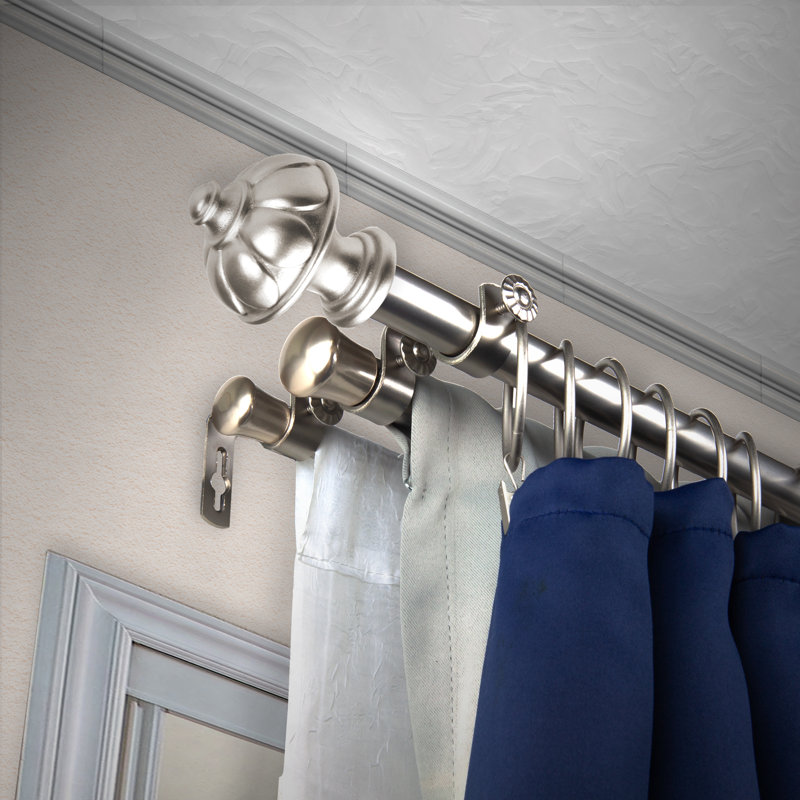 Ensemble de tringle à rideaux réglable 0,81 po Abinav, 66" - 120", Nickel satiné