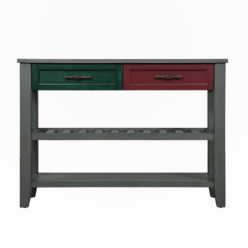 42'' Mid-Century Solid Wood Console Sofa Table With 2 Drawers And 2 Shelves, Buffet Sideboard For Entryway, Living Room, Or Kitchen | Gift Idea