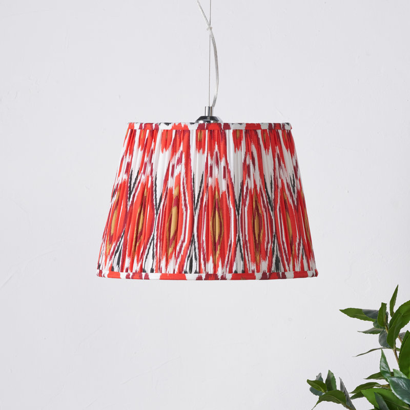 Pleated Cotton Cylinder Shade, 24cm H x 35cm W x 35cm D, Red