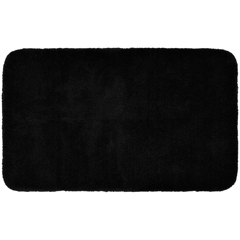 Billy-Dean Nylon Bath Rug with Non-Slip Backing, Black, 30" W x 50" L