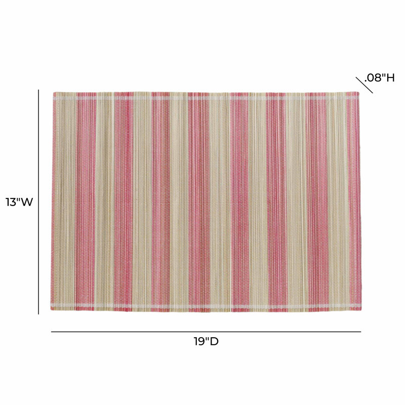 Napperon en bambou rose délavé Jora - ensemble de 4, Rose